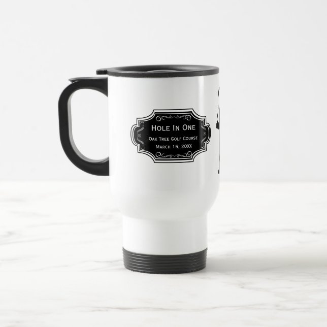 Personalised Hole In One Man Cave GOLFER'S Lodge Travel Mug (Left)