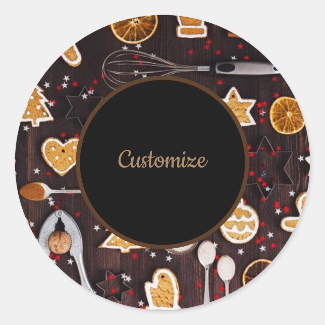 Personalised Holiday Baking Classic Round Sticker (Front)
