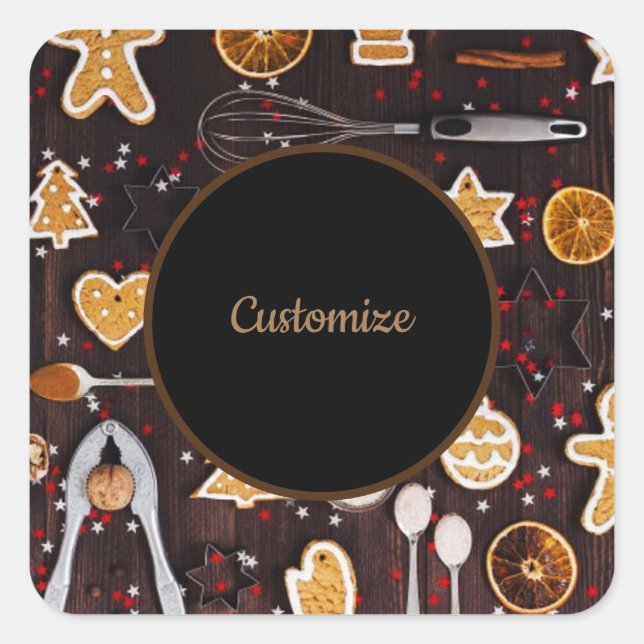Personalised Holiday Baking Square Sticker (Front)