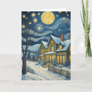 Personalised Holiday Card Starry Night Art Theme