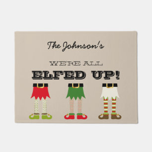 Personalised Holiday Chistmas Elves Elfed Up Doormat
