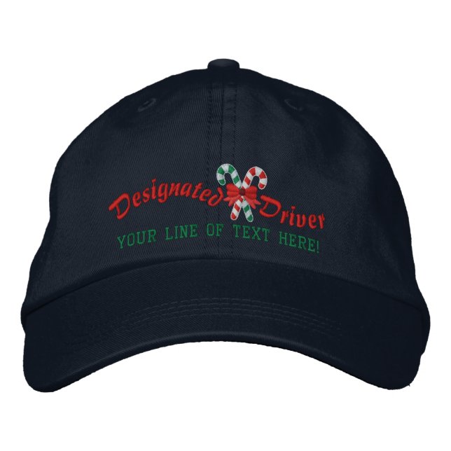 Personalised Holiday Designated Driver Candy Canes Embroidered Hat (Front)
