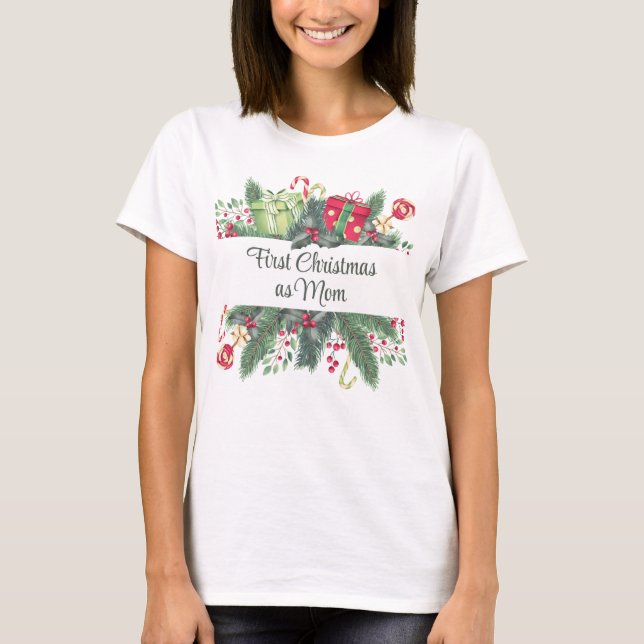 Personalised Holiday Festive First Christmas  T-Shirt (Front)