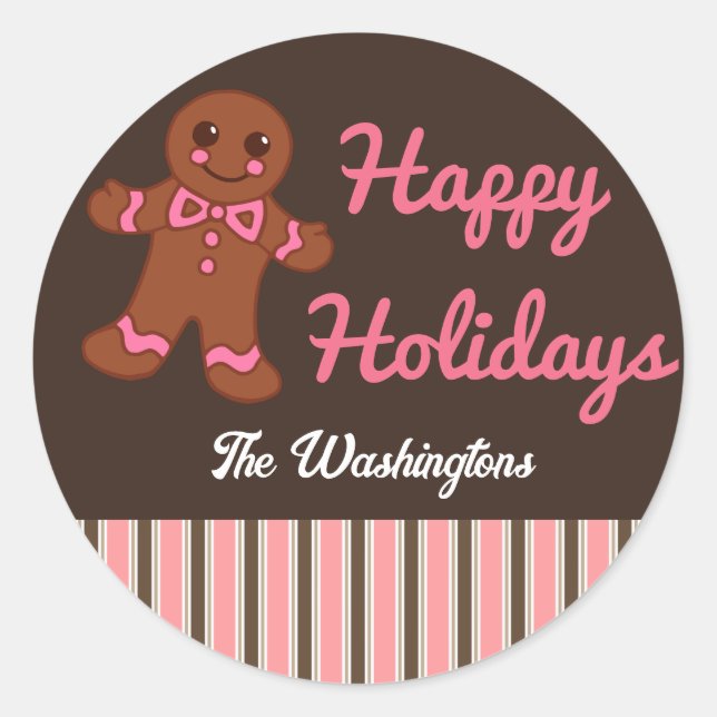 Personalised Holiday Gingerbread Stickers (Front)