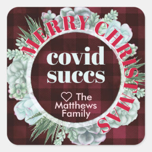 Personalised Holiday Humour 2020 Covid Succs Pun Square Sticker