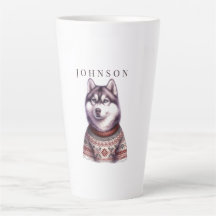 Personalised Holiday Mugs, Festive Siberian Husky