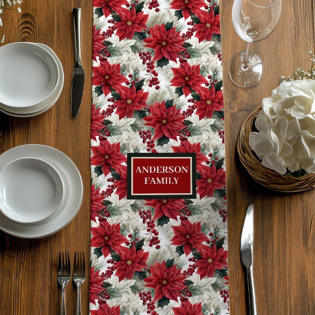 Personalised Holiday Runner Red Green Chic Touch (Personalized Holiday Runner Red Green Chic Touch)