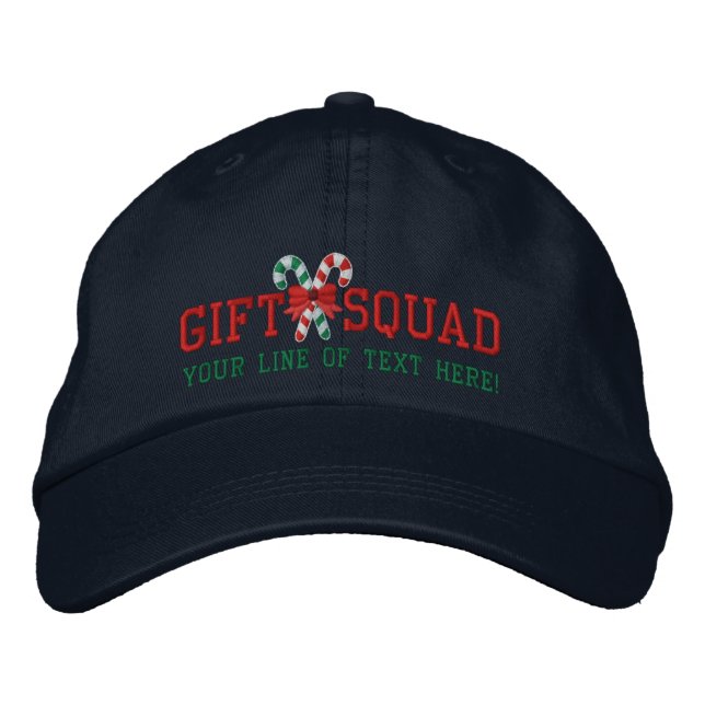 Personalised Holidays Gift Squad Candy Canes Embroidered Hat (Front)