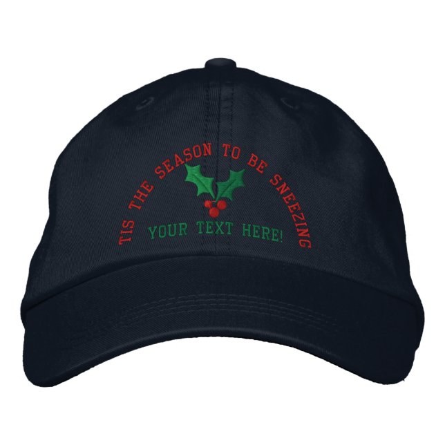 Personalised Holidays Sneezing Embroidered Hat (Front)