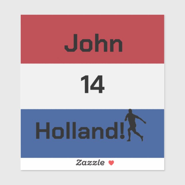 Personalised Holland Flag Soccer Pride (Sheet)