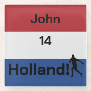 Personalised Holland Flag Soccer Pride Glass Coaster