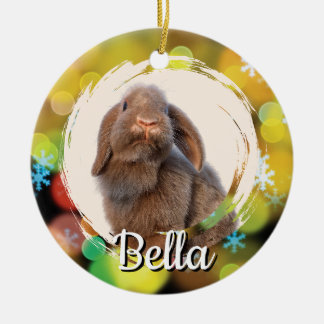 Personalised Holland Lop Rabbit Christmas Photo Ceramic Tree Decoration