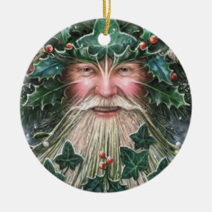 Personalised Holly King/Yuletide Ceramic Tree Decoration