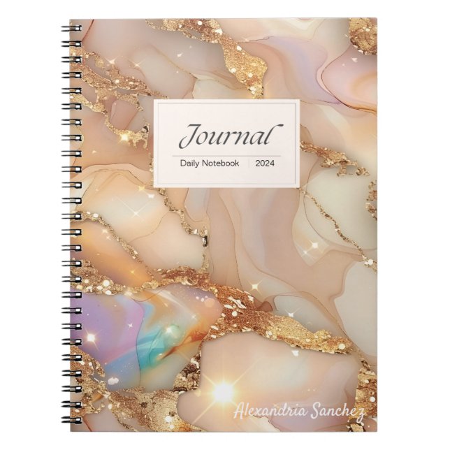 Personalised Holographic Resin Alcohol Ink Spiral Notebook (Front)