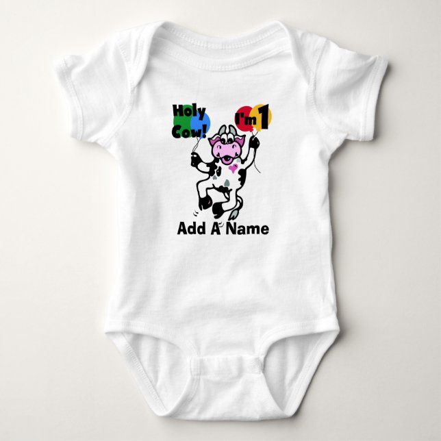 Personalised Holy Cow 1st Birthday Tshirt (Front)