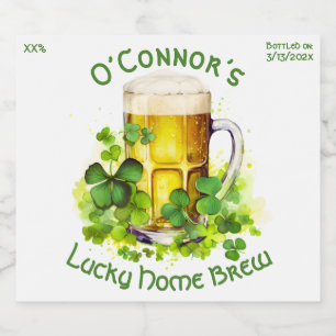 Personalised Home Brew St Patrick’s Day Bottled On Beer Bottle Label