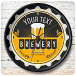 Personalised Home Brewery Craft Beer Bar Large Clock<br><div class="desc">Personalised Personalised Craft Brewery Home Beer Bar Design - Customise with your Name and Custom Text!</div>