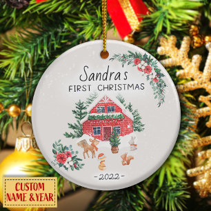 Personalised Home Christmas baby Ceramic Ornament