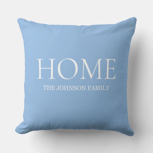 Personalised Home Family Light Blue Throw Pillow (Front)