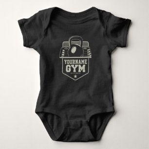 Personalised Home GYM Kettlebell Fitness Trainer Baby Bodysuit