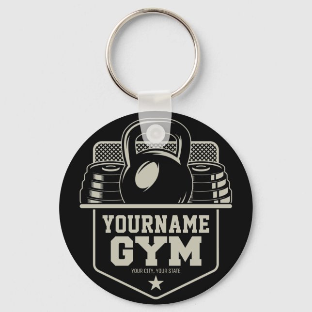 Personalised Home GYM Kettlebell Fitness Trainer  Key Ring (Front)
