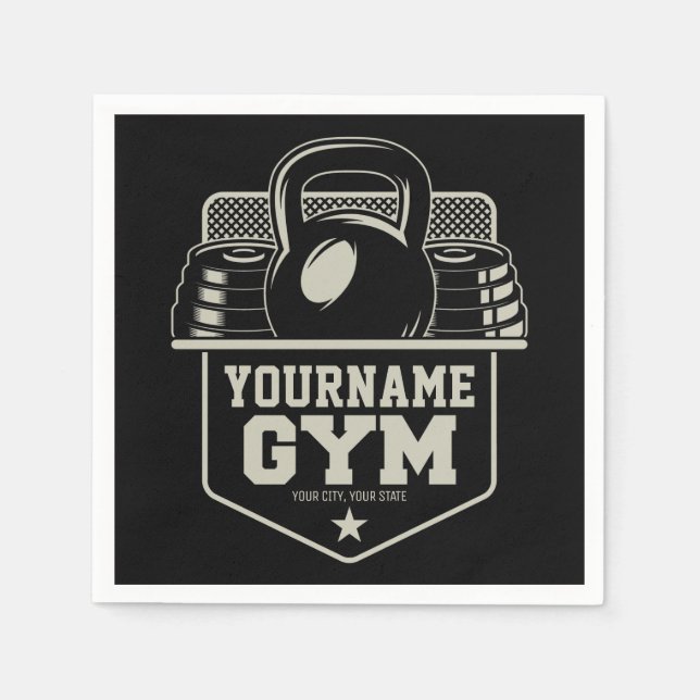Personalised Home GYM Kettlebell Fitness Trainer  Napkin (Front)