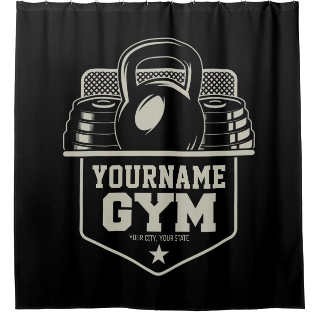 Personalised Home GYM Kettlebell Fitness Trainer  Shower Curtain (Front)