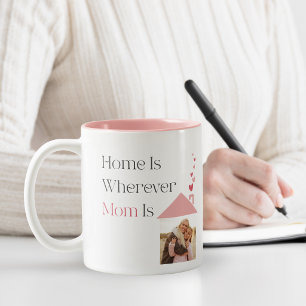 Personalised Home Is Wherever Mum Is Two-Tone Coffee Mug