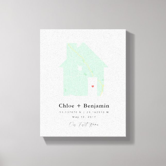 Personalised Home Map Our First Home Gift Canvas Print (Front)