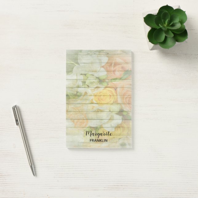 Personalised Home Office Floral Wood Pattern Post- Post-it Notes (Office)