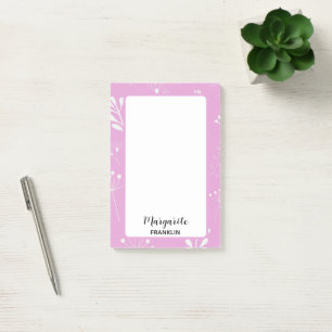 Personalised Home Office Med. Pink Floral Post-it Notes
