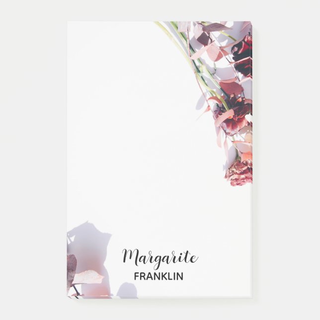 Personalised Home Office Pink & Purple Florals Pos Post-it Notes (Front)