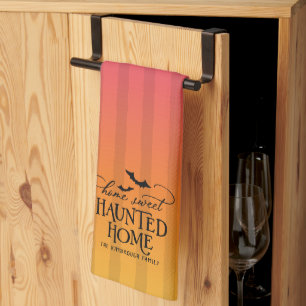 Personalised Home Sweet Haunted Home Halloween Tea Towel