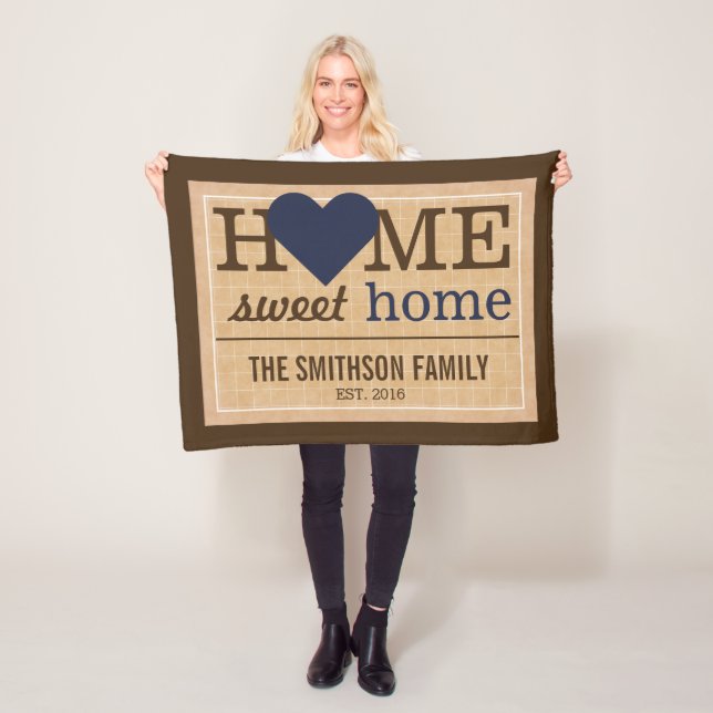 Personalised Home Sweet Home Family Welcome Sign Fleece Blanket (In Situ)