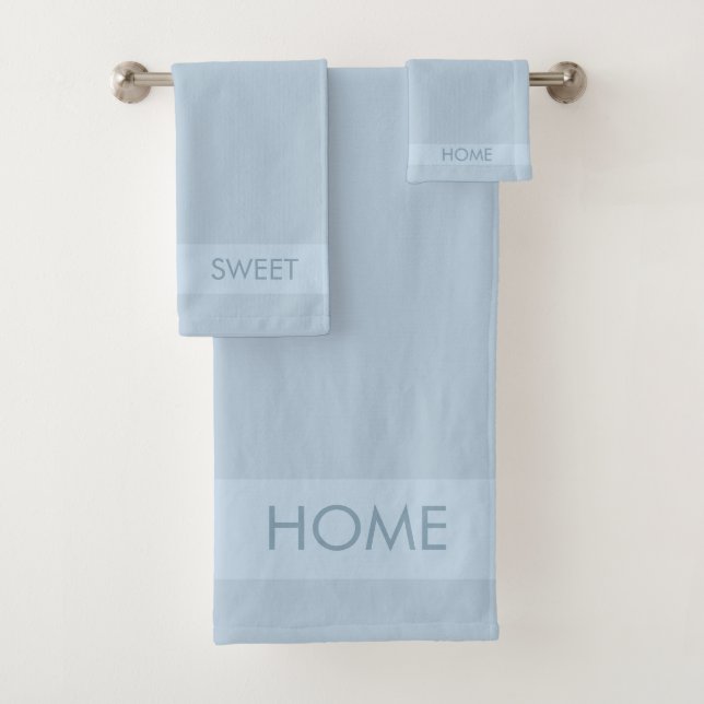 Personalised Home Sweet Home on Wondrous Blue Bath Towel Set (Insitu)