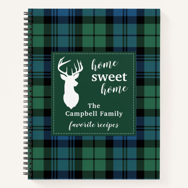 Personalised Home Sweet Home Tartan Campbell Plaid Notebook (Front)