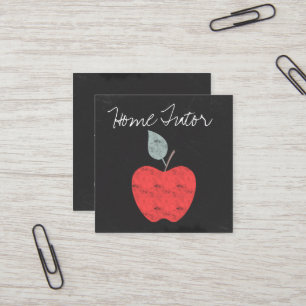 Personalised Home Tutor Teacher Apple Chalkboard Square Business Card