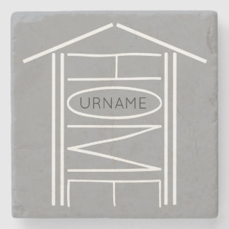 Personalised HOME YOUR NAME Stone Coaster