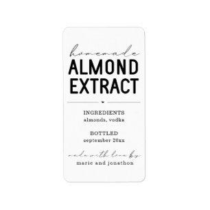 Personalised Homemade Almond Extract Label