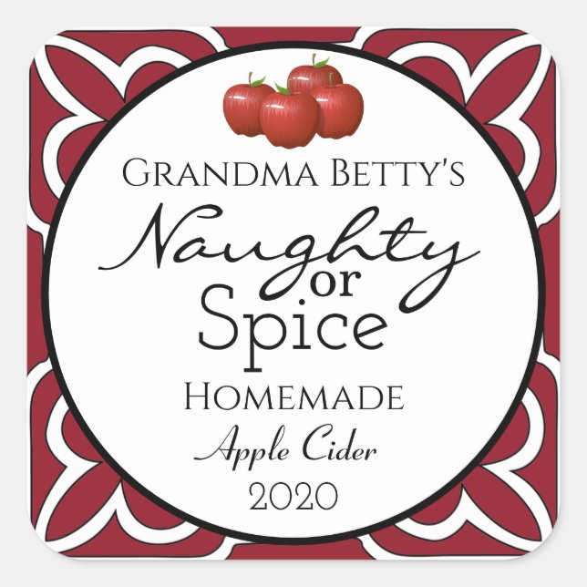 Personalised Homemade Apple Cider Square Sticker (Front)