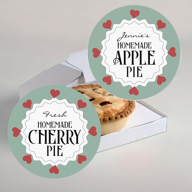 Personalised Homemade Apple Pie Label with Hearts  (Creator Uploaded)