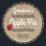 Personalised Homemade Apple Pie Moonshine Label<br><div class="desc">A personalised jar label with the text,  "Homemade Apple Pie Moonshine" and "Drink Responsibly" Add name and year for personalisation.</div>