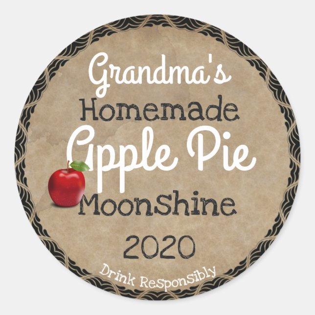 Personalised Homemade Apple Pie Moonshine Label (Front)