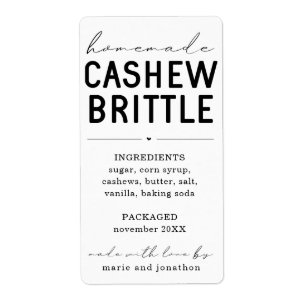 Personalised Homemade Cashew Brittle Label