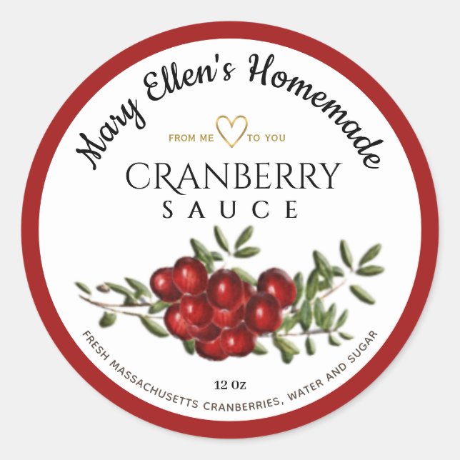 Personalised Homemade Cranberry Sauce Label (Front)