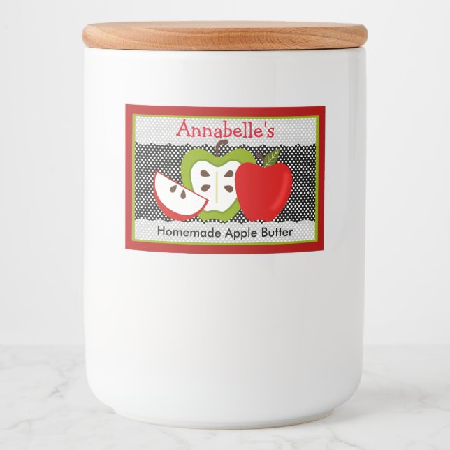 Personalised Homemade Food Apple Design Label (Front)
