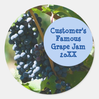 Personalised Homemade Grape Jam/Jelly Template Classic Round Sticker