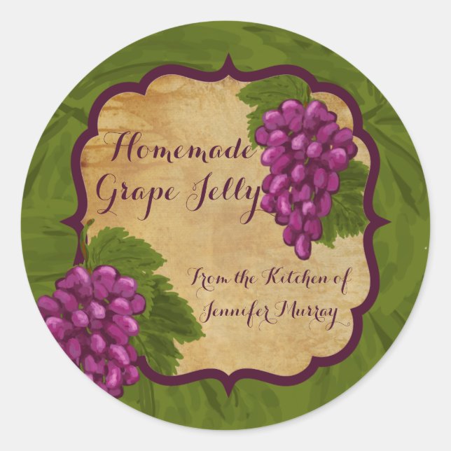 Personalised Homemade Grape jelly Label Sticker (Front)