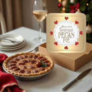 Personalised Homemade PECAN Pie Label with Hearts 