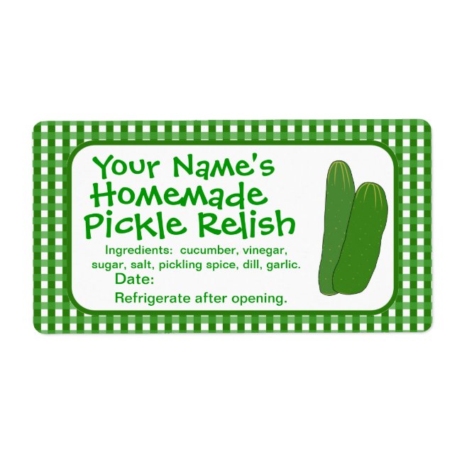 Personalised Homemade Pickles Labels Template (Front)